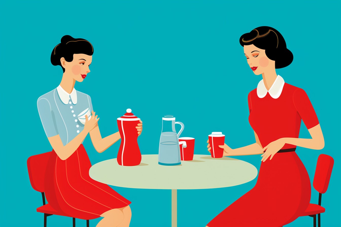 2 Femmes boivent du Coca-cola