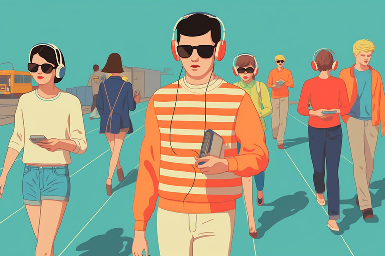 Des personnes marchant et écoutant de la musique sur Spotify