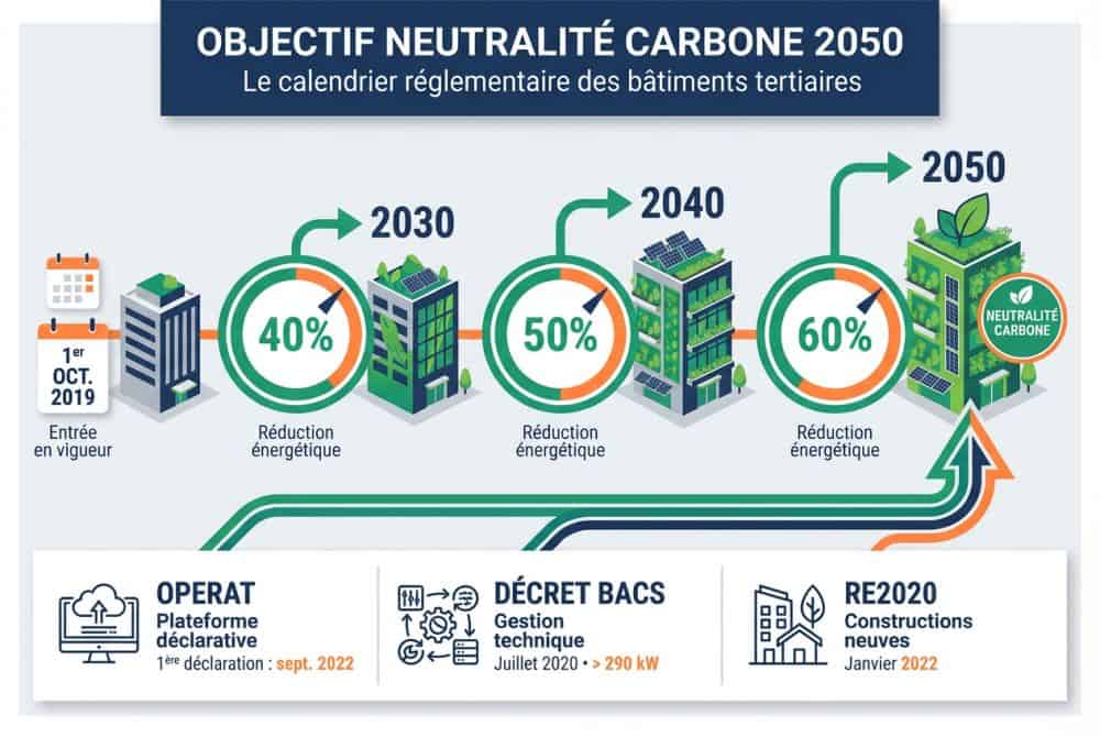 Le calendrier réglementaire : jalons 2030, 2040 et 2050
