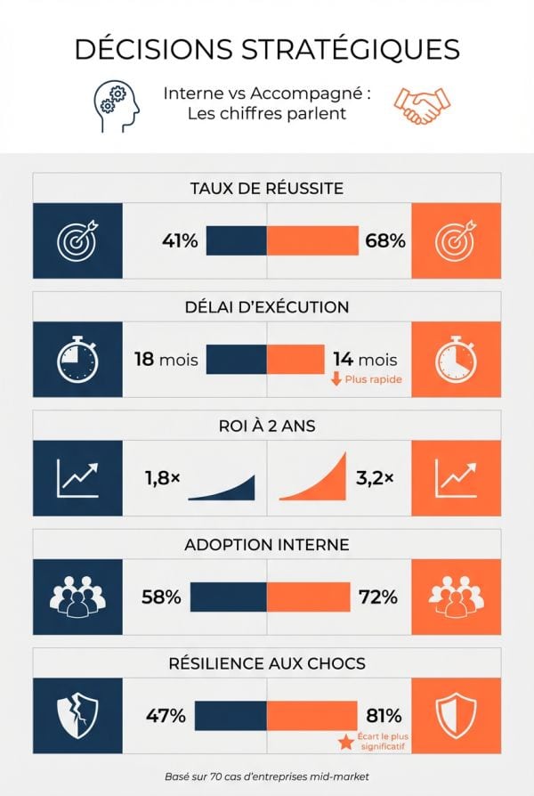 Décisions internes vs accompagnées : analyse comparative des résultats
